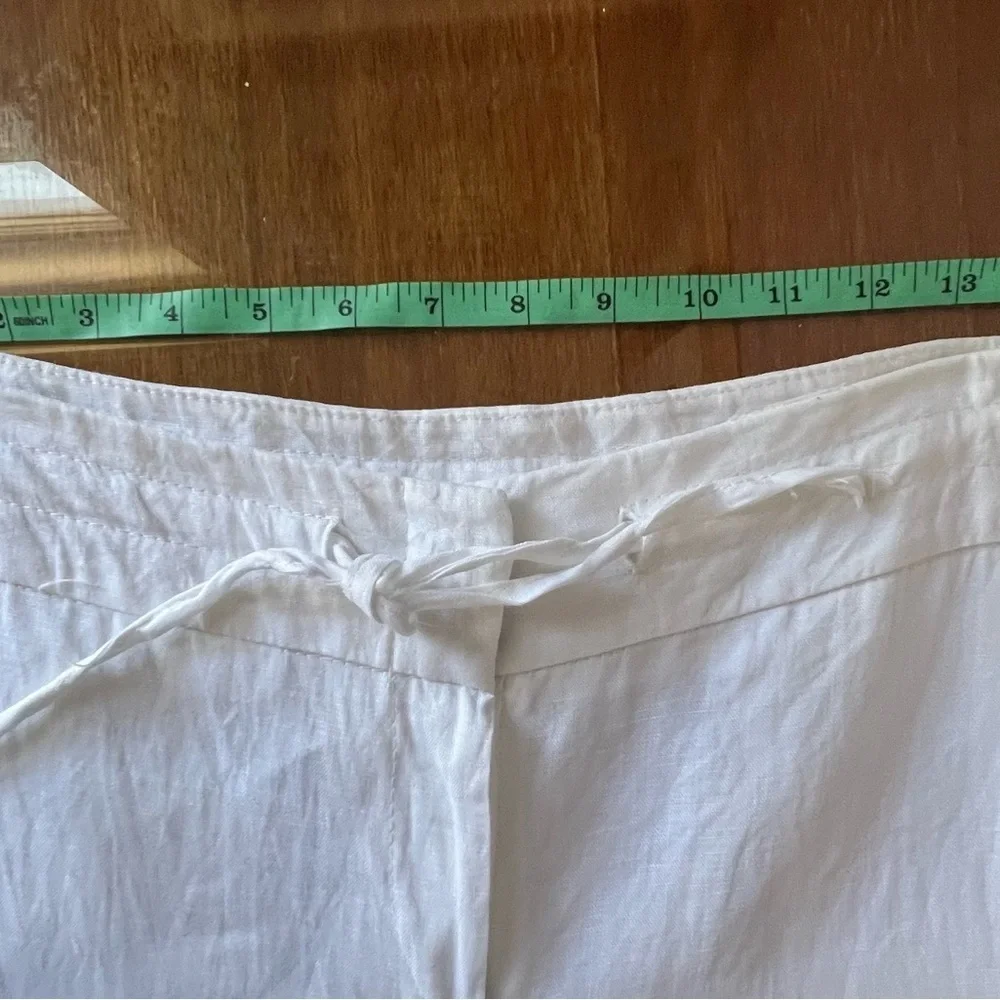 Blue Island Crisp SZ S Semi-Sheer White Linen Trousers.